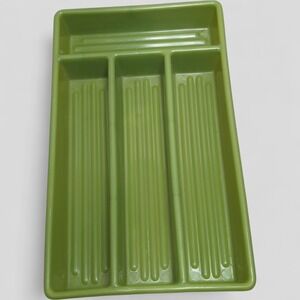 Vintage 70s Green Utensil Silverware Drawer Organizer Tray 4 Compartment MCM